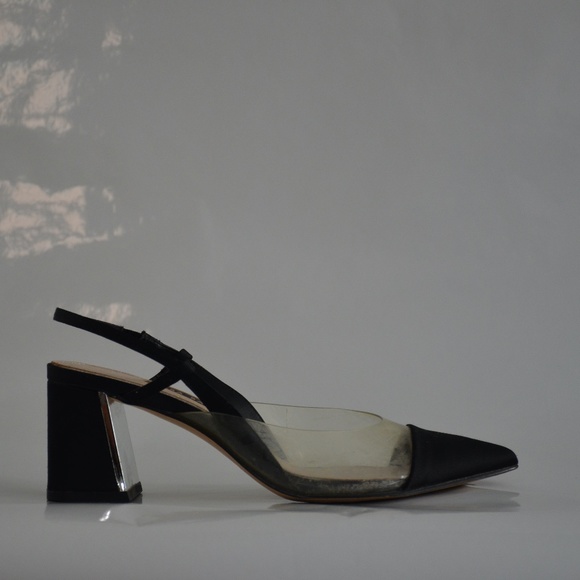 Zara Pointed Cap Toe Sling Back Heels - Picture 1 of 2